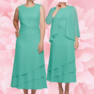 AW BRIDAL SZ 12 L Tiffany blue Babette mother of the bride maxi 2 pc dress B139